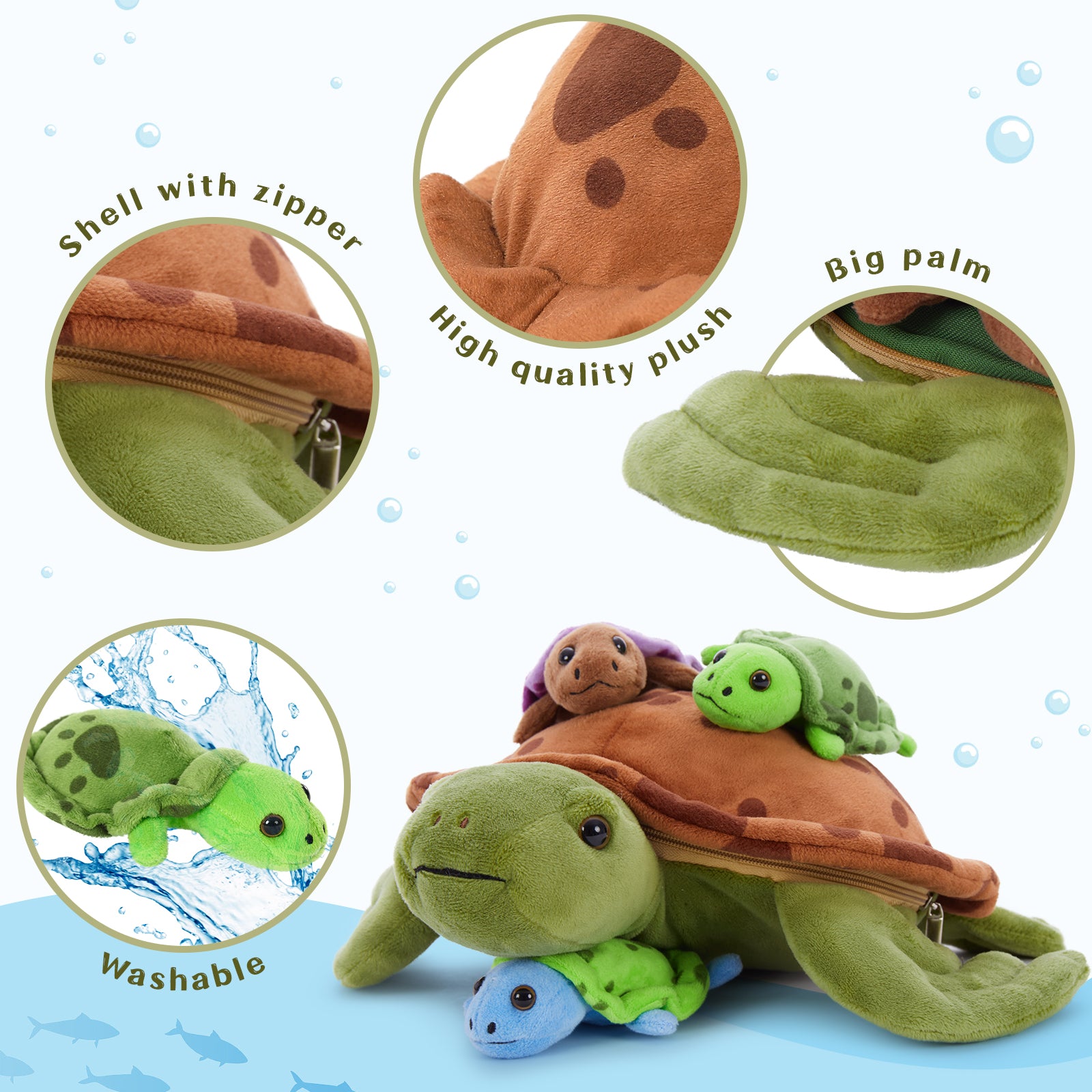 4-in-1 Family Sea Turtle Plush Set